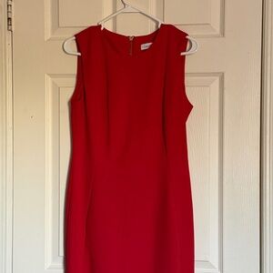 Calvin Klein Sleeveless Red Midi Sheath Dress